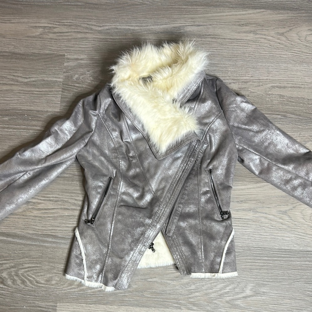 Silver Faux Fur Lined Women's Jacket